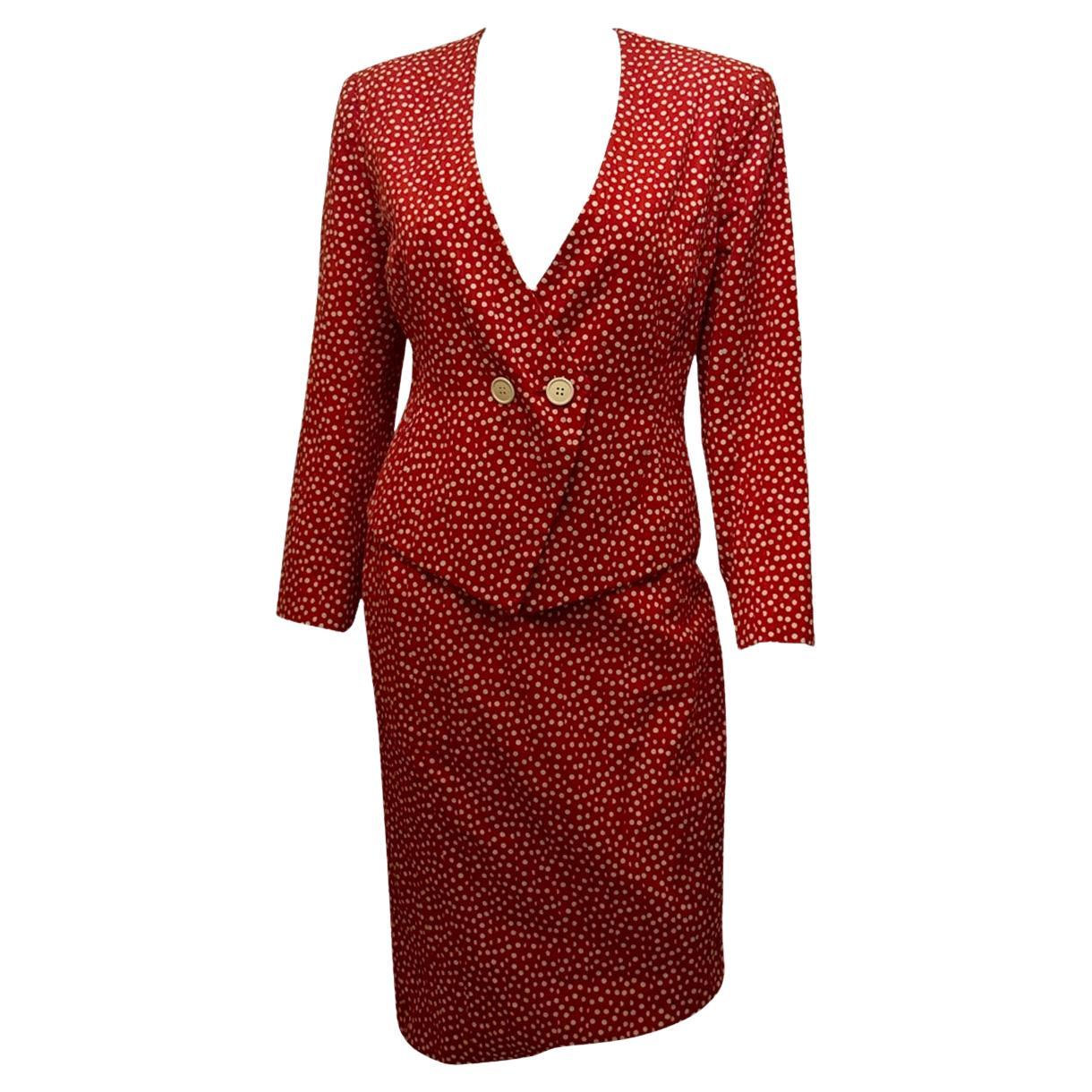 Catherine Walker Red and White Spot Skirt Suit