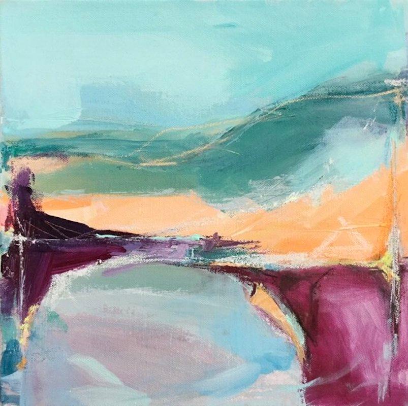 Purple Bay and To the Ridge diptych  - Painting by Catherine Warren 