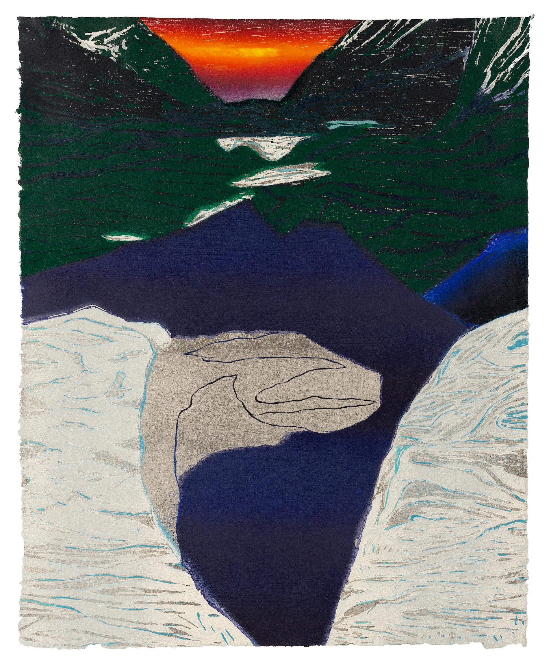 Landscape Print Cathie Crawford - Once Upon A Glacier (Une fois sur un glacier)