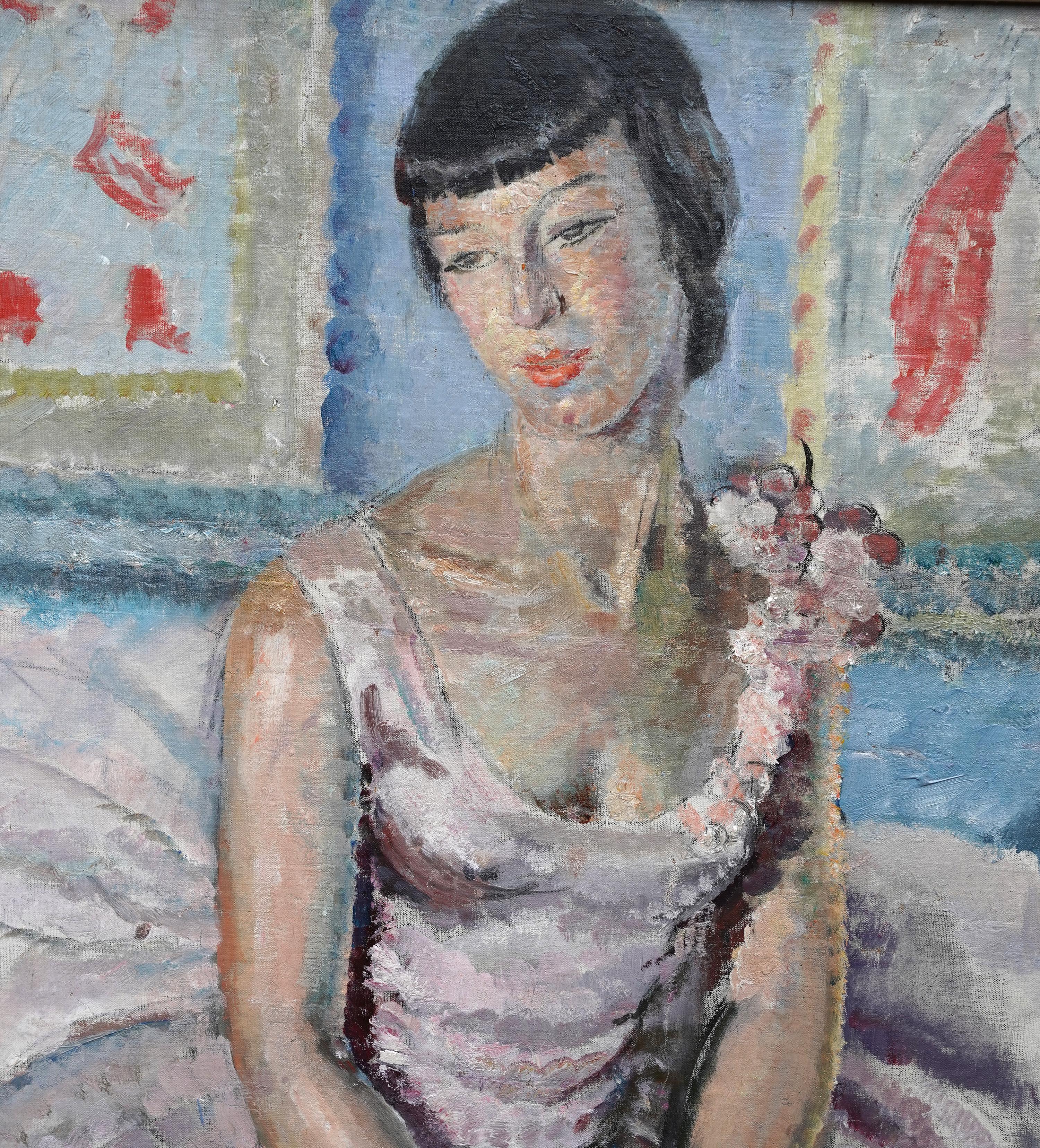 This charming British 1930's Post Impressionist portrait oil painting of a ballerina is by noted female artist Cathleen Sabine Mann. Ballerinas are a popular subject matter in art, conveying great poise, movement and elegance and of course made
