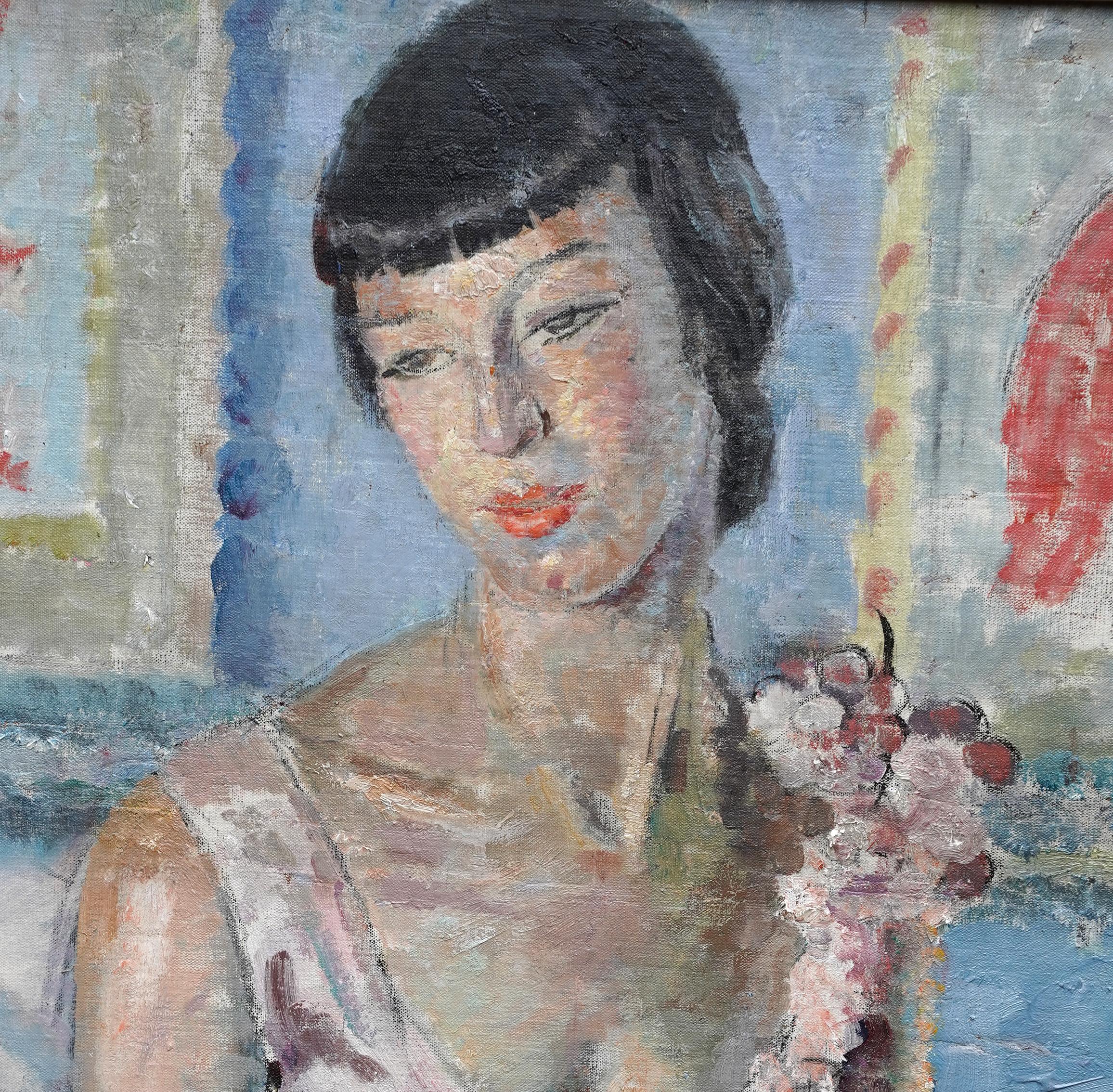 Portrait of a Ballerina - British 1930's Post Impressionist art oil painting For Sale 1