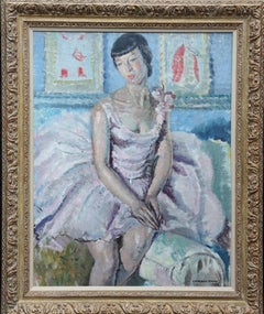 Portrait d'une ballerine britannique, peinture à l'huile post-impressionniste des années 1930
