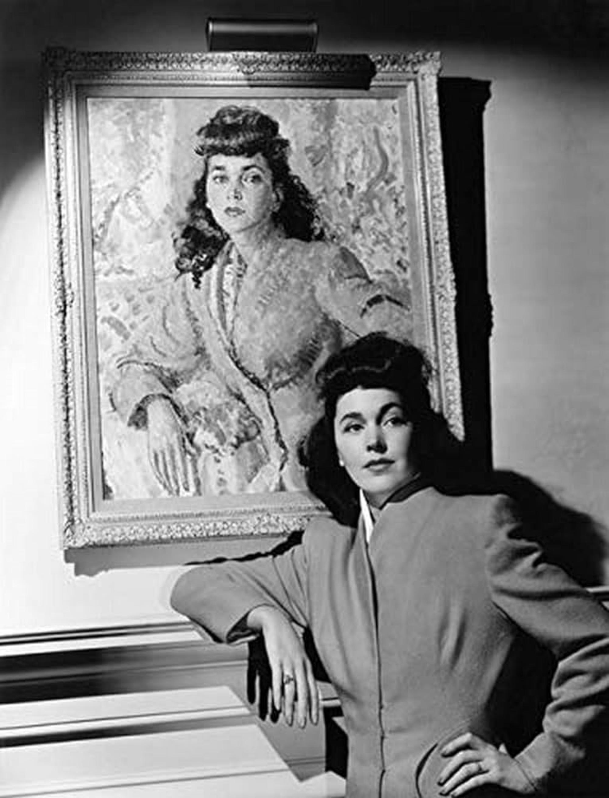 Portrait of Maureen O'Sullivan, Golden Age of Hollywood PHOTOGRAPHED W/ PAINTING - Painting by Cathleen Mann
