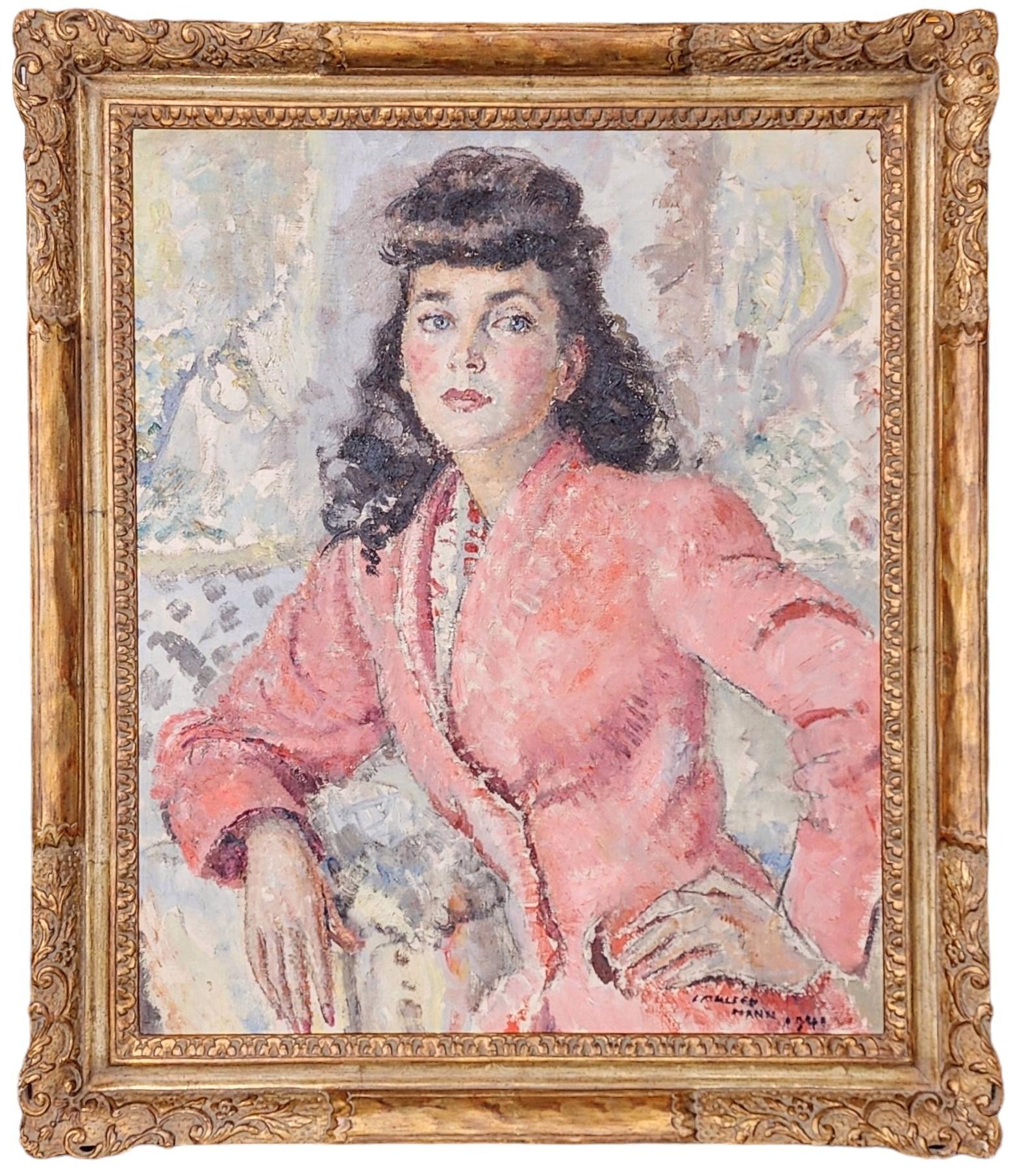 Cathleen Mann Portrait Painting - Portrait of Maureen O'Sullivan, Golden Age of Hollywood PHOTOGRAPHED W/ PAINTING