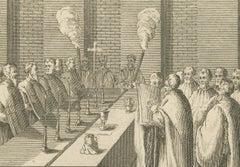 Catholic Episcopal Rites – Rare 1734 Engraving of Bishop's Ceremonial Duties