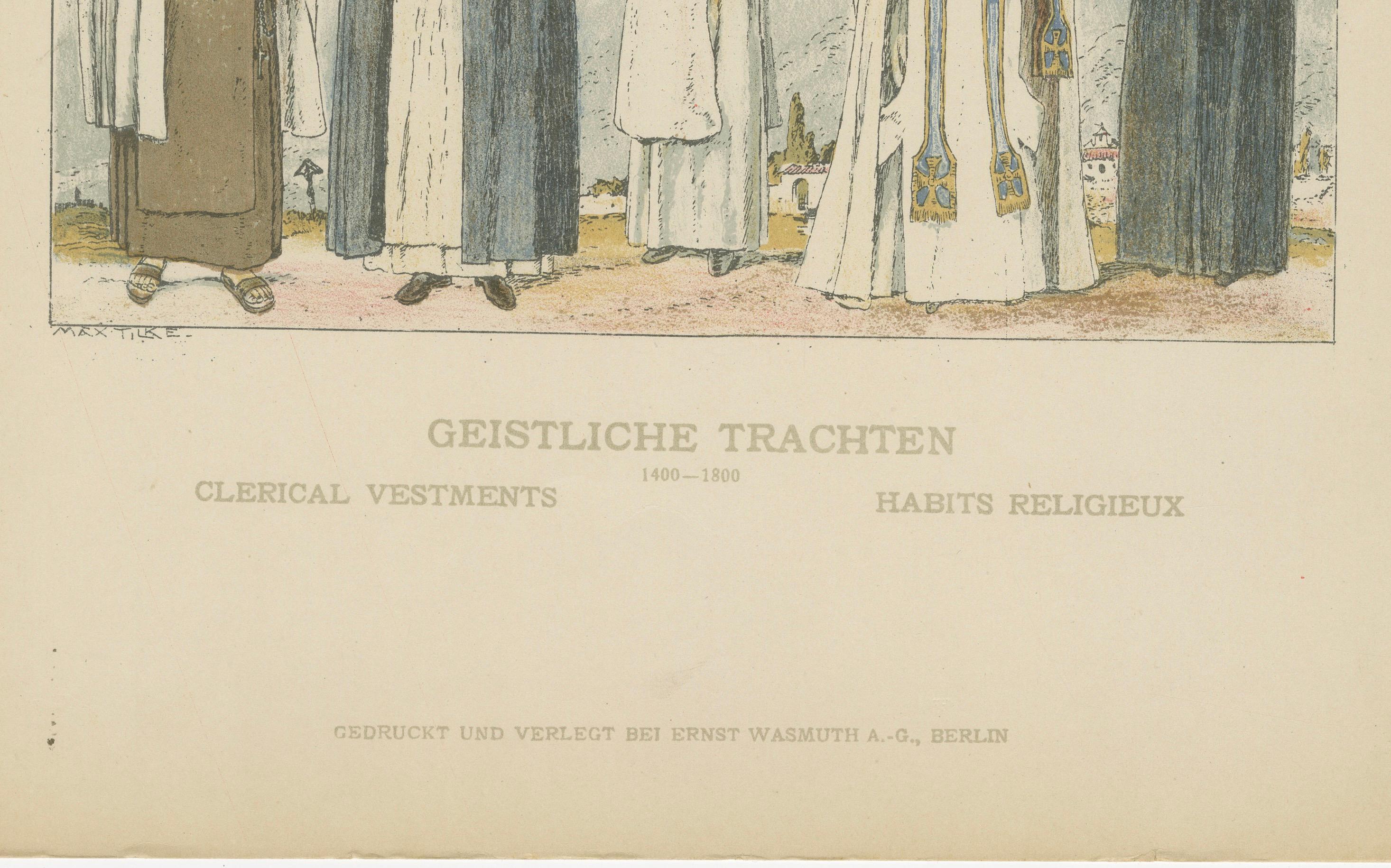 Katholische religiöse Kostümstudie, handkolorierter Druck, veröffentlicht ca.1880 (Papier) im Angebot