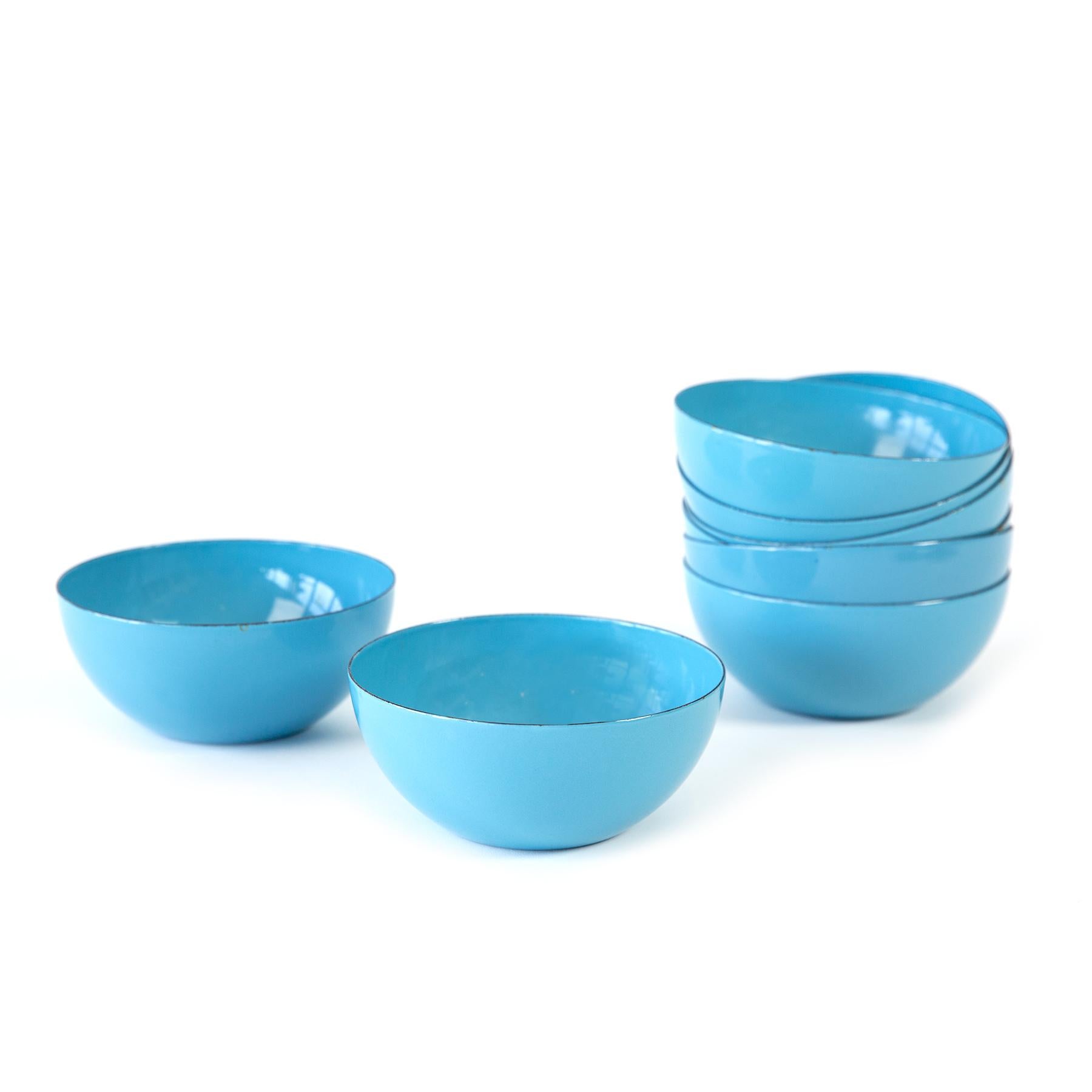 Mid-Century Modern Cathrineholm Blue Enamel Bowl Set '8'