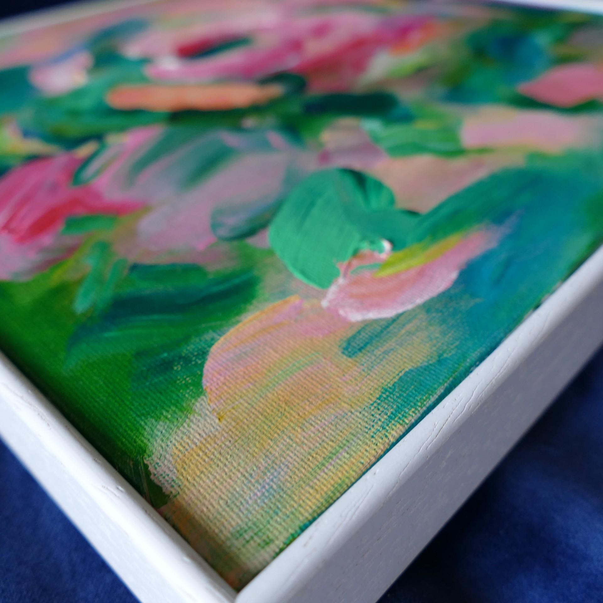 Alanna Eakin, eau de rose, peinture abstraite originale de nature morte, art floral - Contemporain Painting par Cathryn Jeff