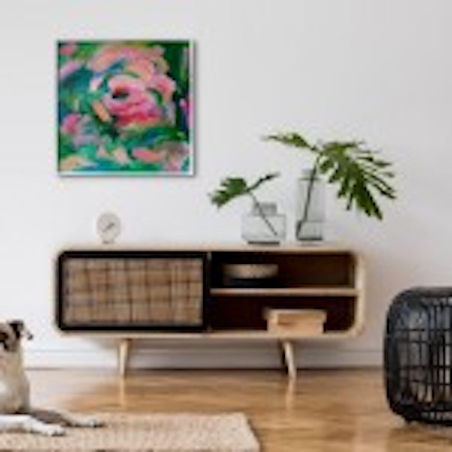 Alanna Eakin, eau de rose, peinture abstraite originale de nature morte, art floral en vente 2