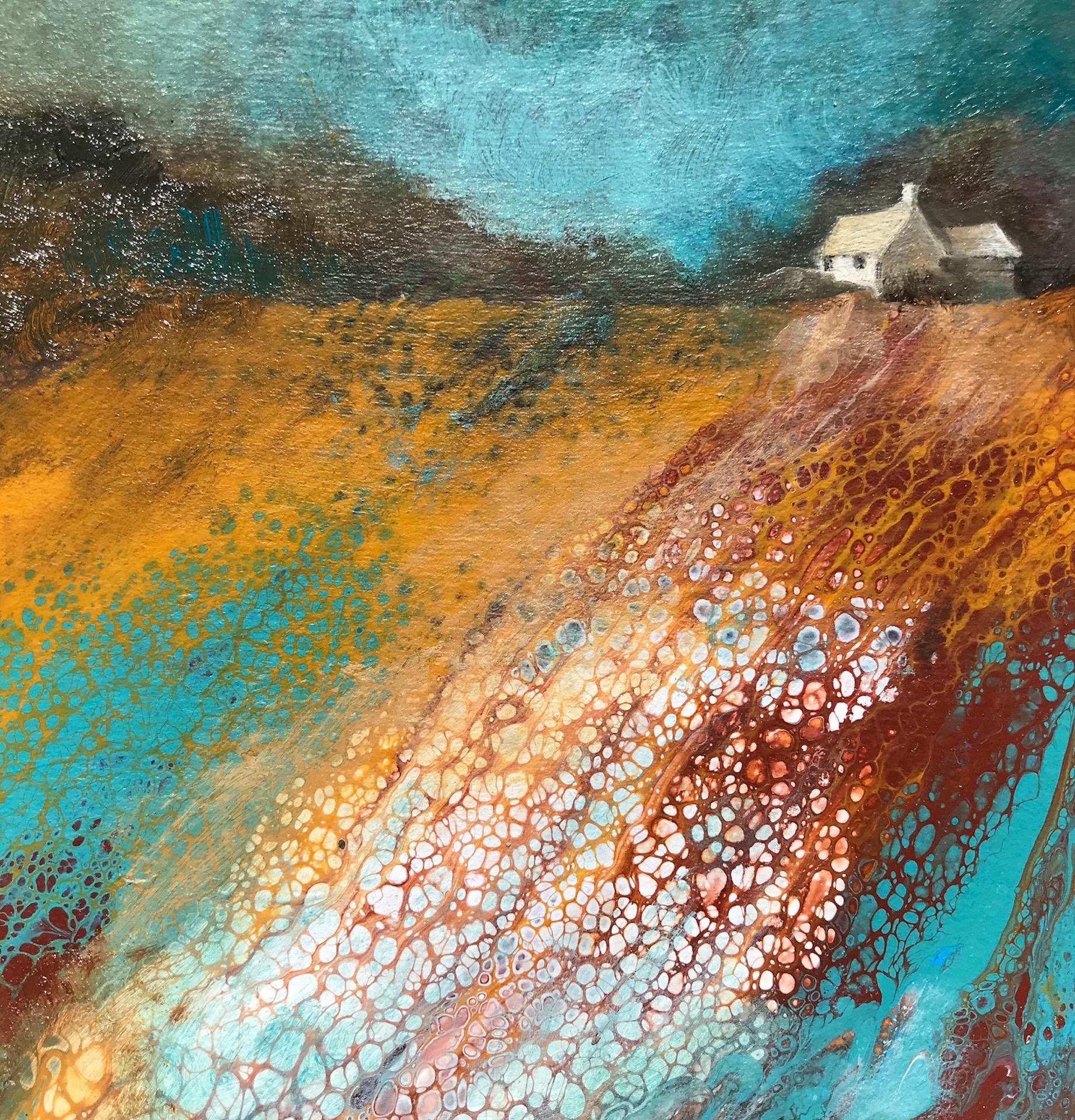 Cathryn Jeff, No Neighbours, Original Landscape Painting, Bright Abstract Art For Sale 2