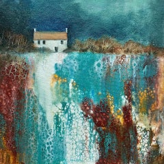 Cathryn Jeff, Sin vecinos, Pintura original de paisaje, Arte abstracto brillante