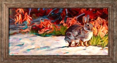 "Fall Hare, " Oil on Board Animal Portrait Outside signed by Cathryn Ruvalcaba