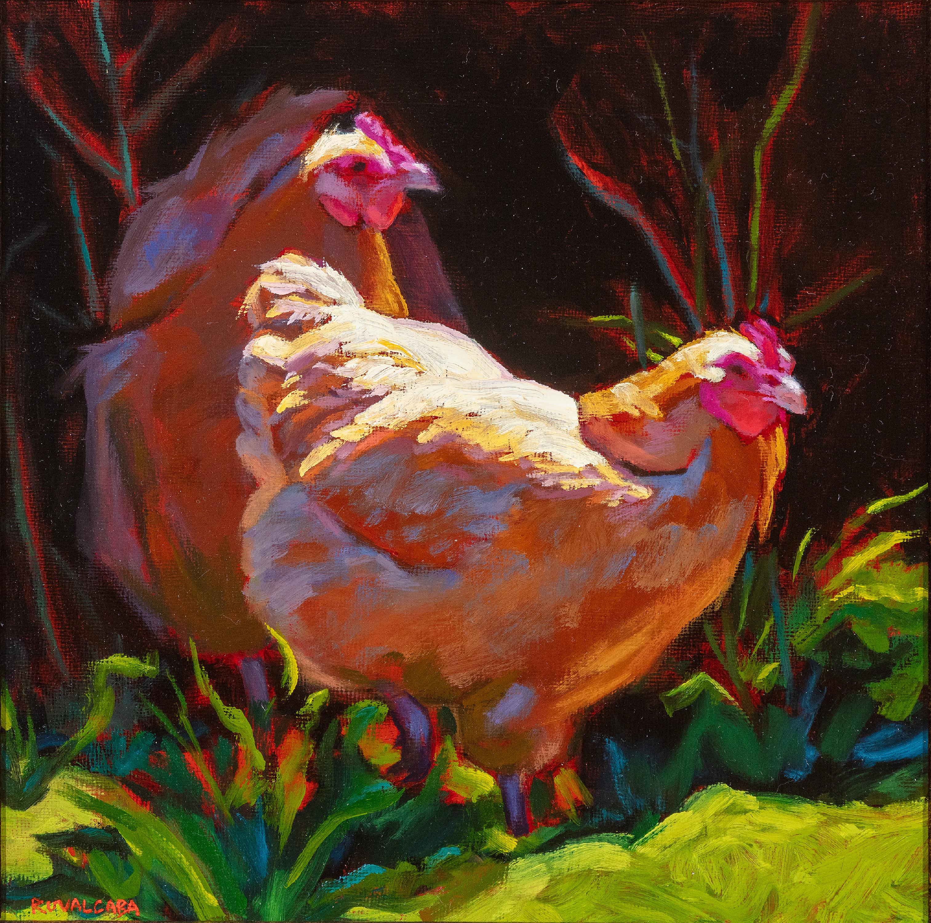 Wisconsin artist, Cathryn Ruvalcaba creates images of classic midwestern farm scenes by zooming in on the animals that populate these fields. Her use of oil paint on gesso board offers a realist lens of these subjects. While her style nears photo