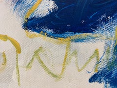 "Calligraphy" Gestural Expression in Blue, Pink, Yellow, and White