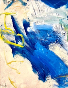 "Falling Blues" Gestischer Ausdruck in Blau, Petrol, Gelb und Weiß