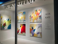 "Green Fields"  Colorful Expressionist Abstract Chartreuse, White, Turquoise