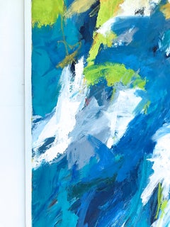 "Acque della Corrente del Golfo"  Grande astrazione espressionista colorata, blu/verde/bianca