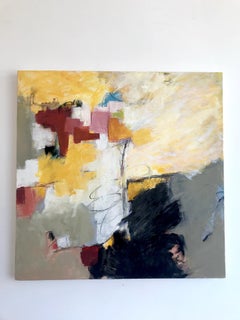 "Out of Chaos" Abstract Expressionist Ptg Black/White/Burgundy/Yellow Ochre/Blue