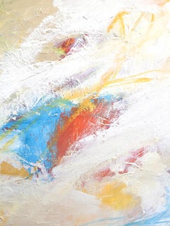 "Splash " Colorful Expressionist Ptg White/Turquoise/Chartreuse/ Orange/Lavender
