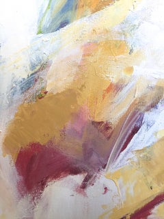 "Strawberry Fields Forever" Abstraction White, Burgundy, Blue/Gray, Yellow Ochre