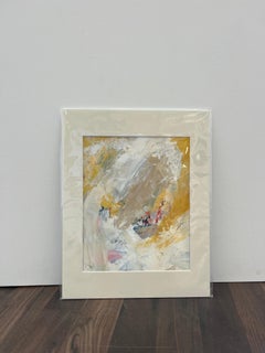 "Swirls II" Espressione gestuale in bianco, giallo, beige, blu e rosso