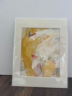 Espressione gestuale "Upstream" in giallo, bianco e rosso