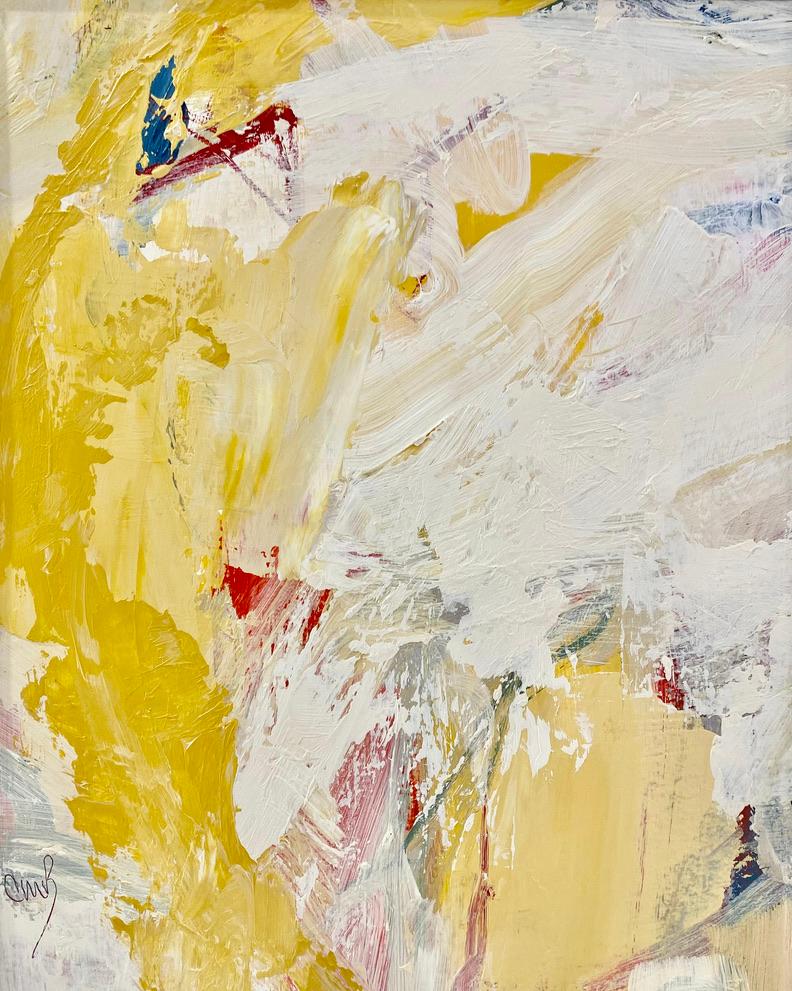Expression gestuelle « Upstream » en jaune, blanc et rouge