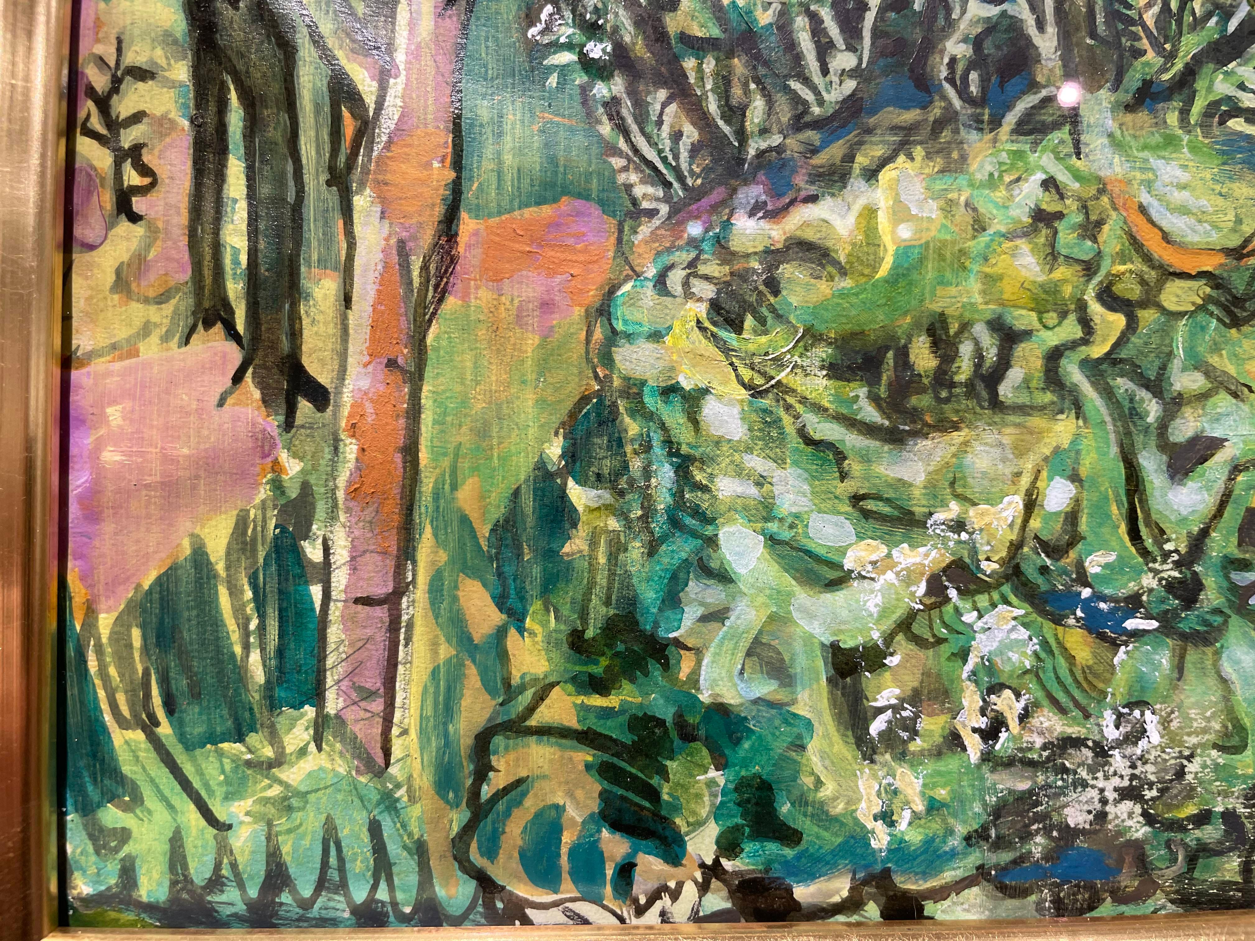 Forest Park Path, Contemporary Figurative Abstract Landscape Painting For Sale 7