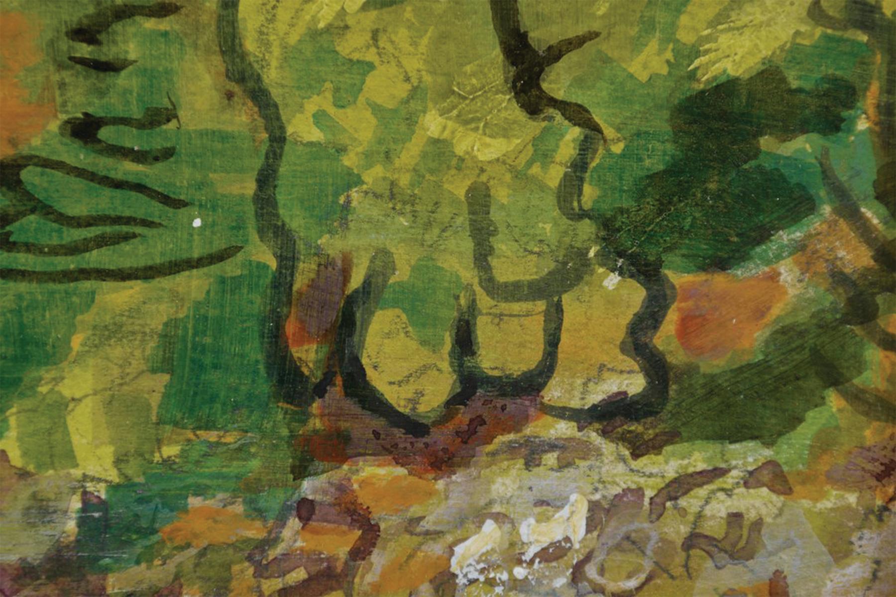 Camino del Parque Forestal, Pintura Figurativa Contemporánea Abstracta de Paisaje en venta 1