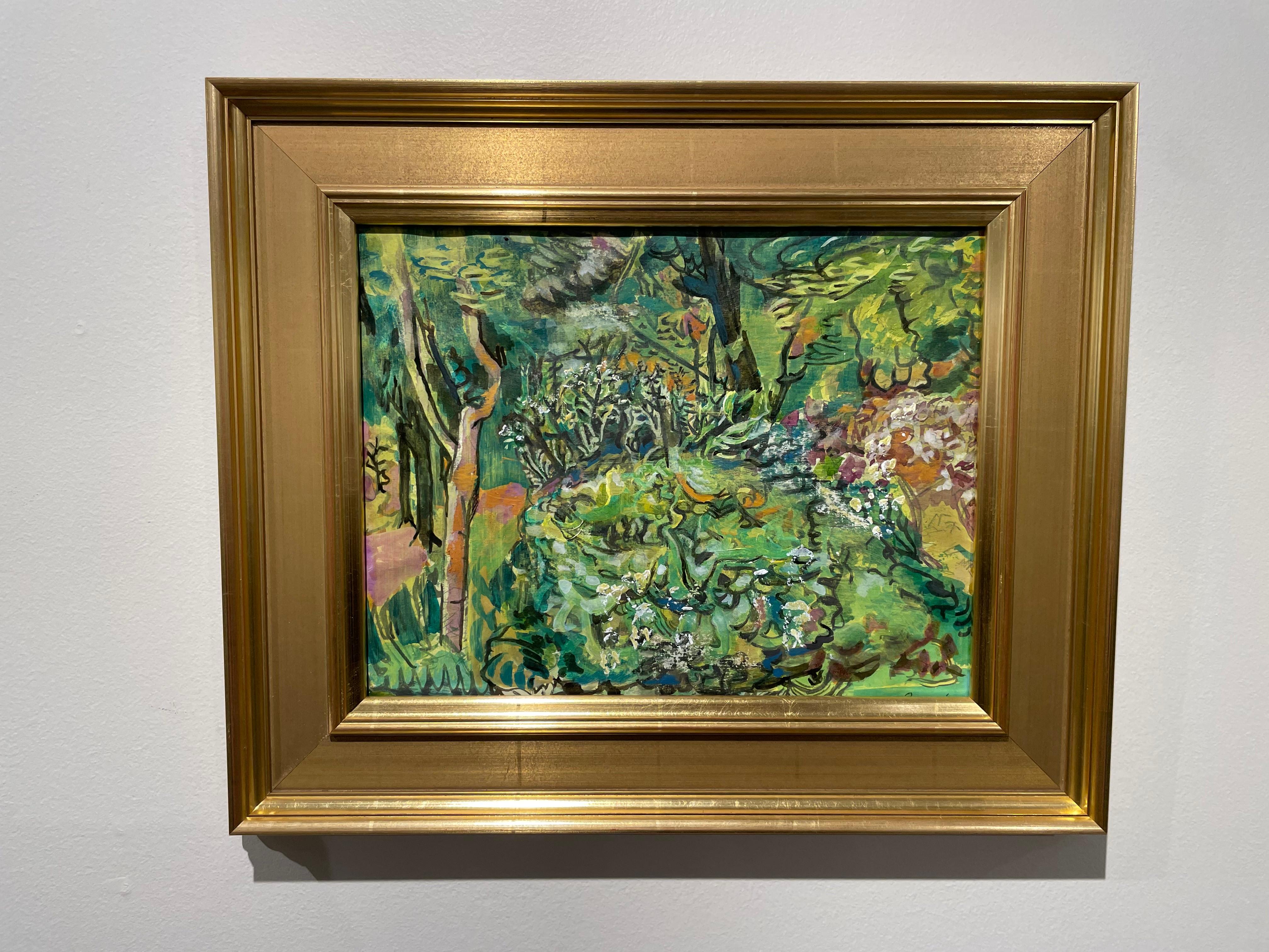 Forest Park Path, Contemporary Figurative Abstract Landscape Painting For Sale 3