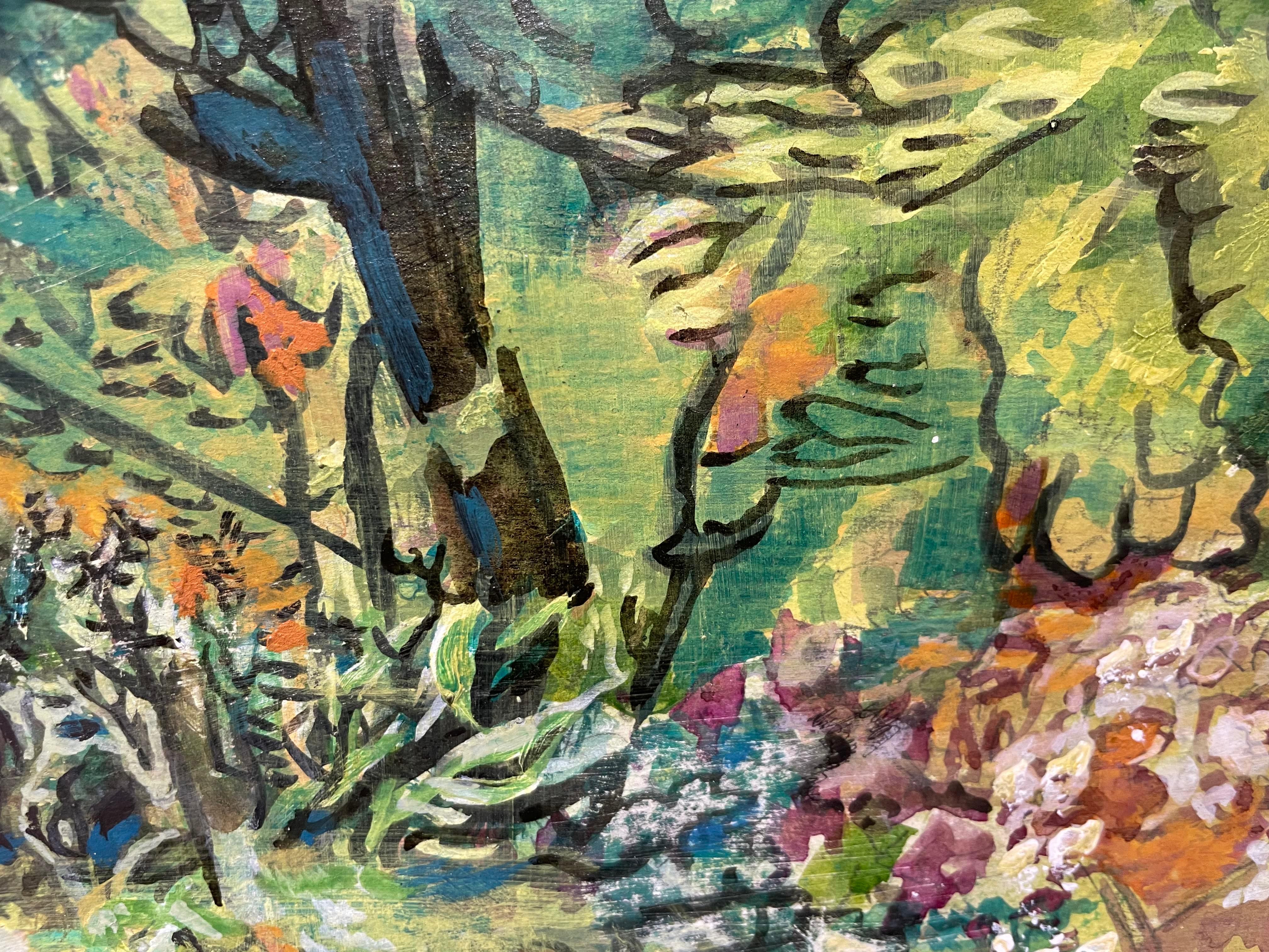 Forest Park Path, Contemporary Figurative Abstract Landscape Painting For Sale 5