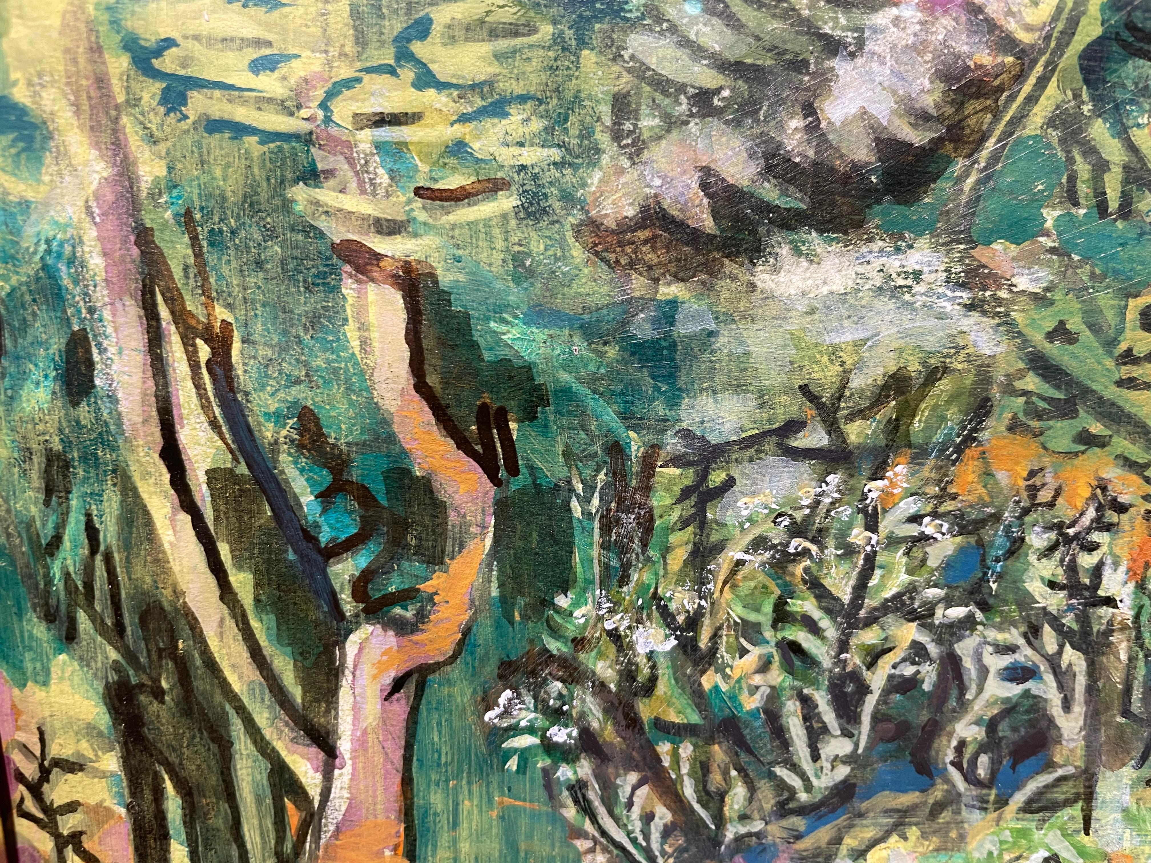Forest Park Path, Contemporary Figurative Abstract Landscape Painting For Sale 6