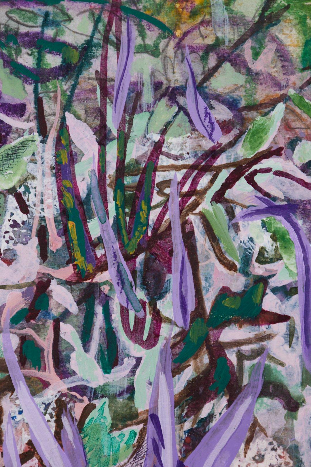 Rain Garden II, paysage abstrait figuratif contemporain, artiste new-yorkais - Painting de Cathy Diamond
