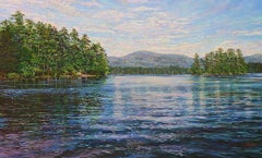 Cathy Diefendorf, "Huddle Bay", 30x48 Lake George Oil Painting on Canvas