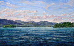 Cathy Diefendorf, "Majestic Waters", 30x48 Lake George Oil Painting on Canvas