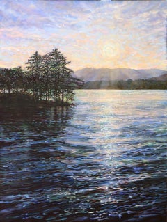 Cathy Diefendorf, "Water Dance", 48x30 Summer Lake Oil Painting on Canvas