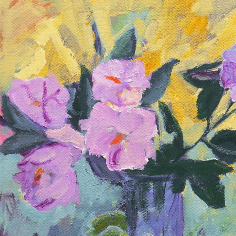 'Still Life of Morning Glory', California Woman Artist, Santa Cruz Art Guild - Painting by Cathy Puccinelli