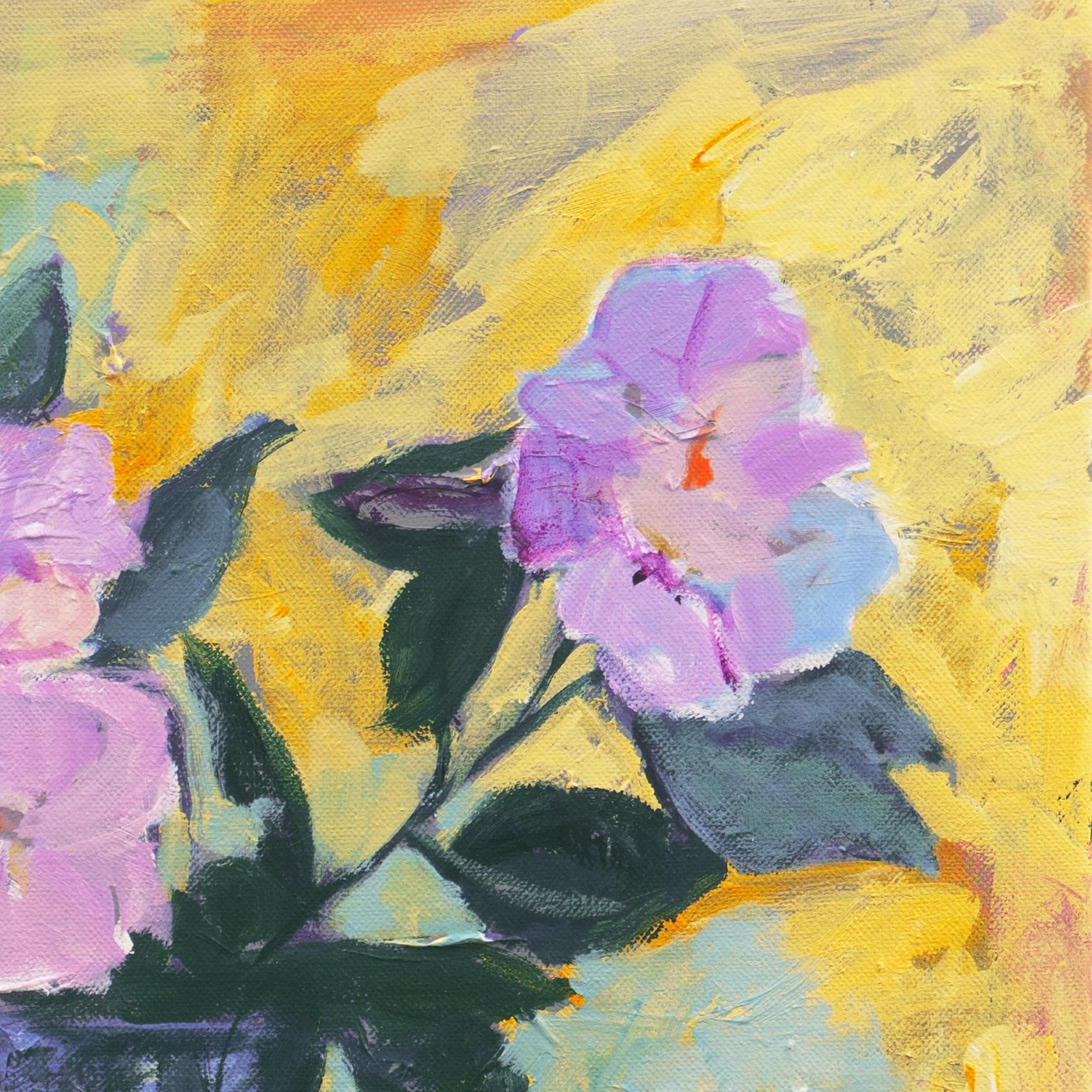 'Still Life of Morning Glory', California Woman Artist, Santa Cruz Art Guild - Post-Impressionist Painting by Cathy Puccinelli