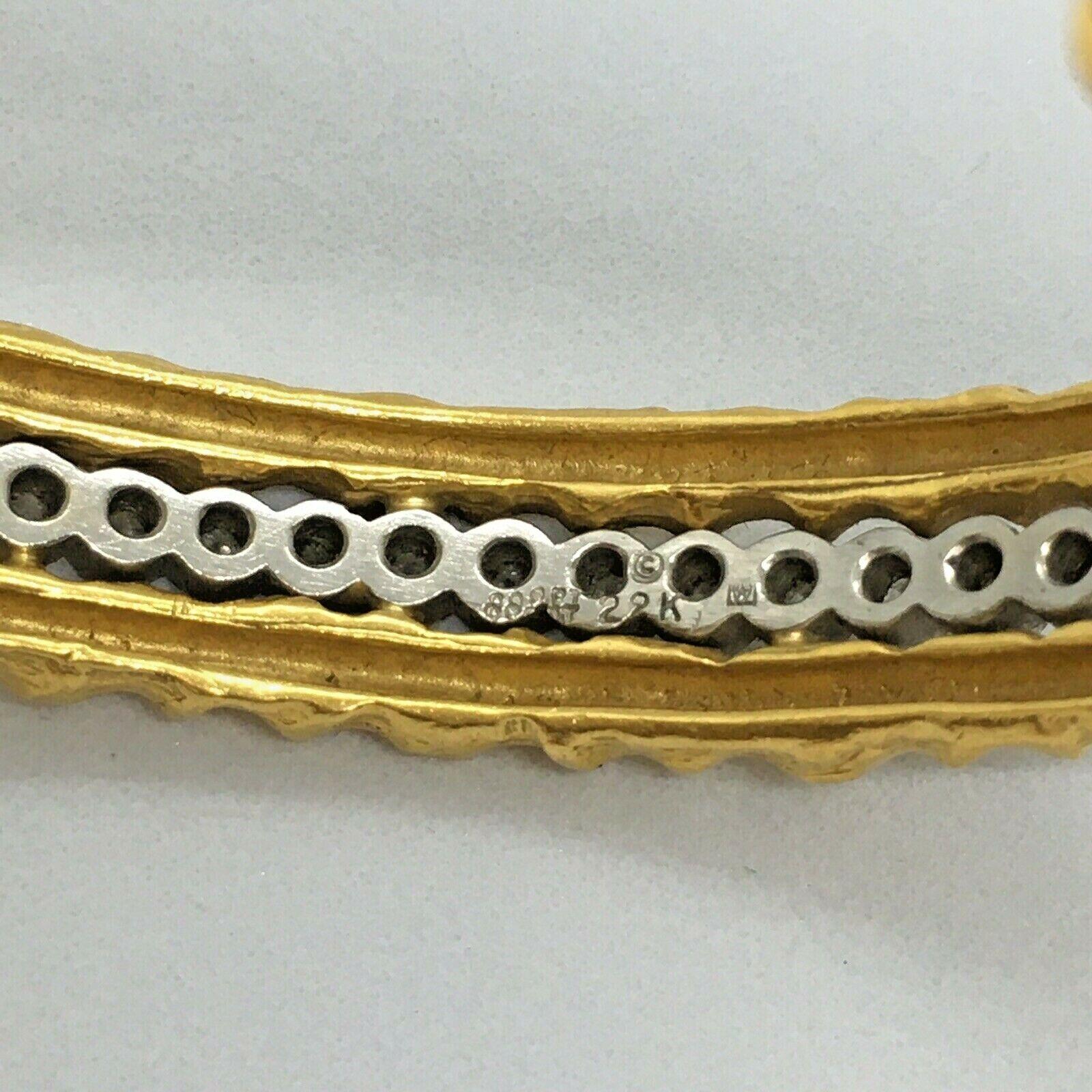 Cathy Waterman Diamond 22K Gold & Platinum Bangle Bracelet 72.1 Gram 7 inch en vente 1