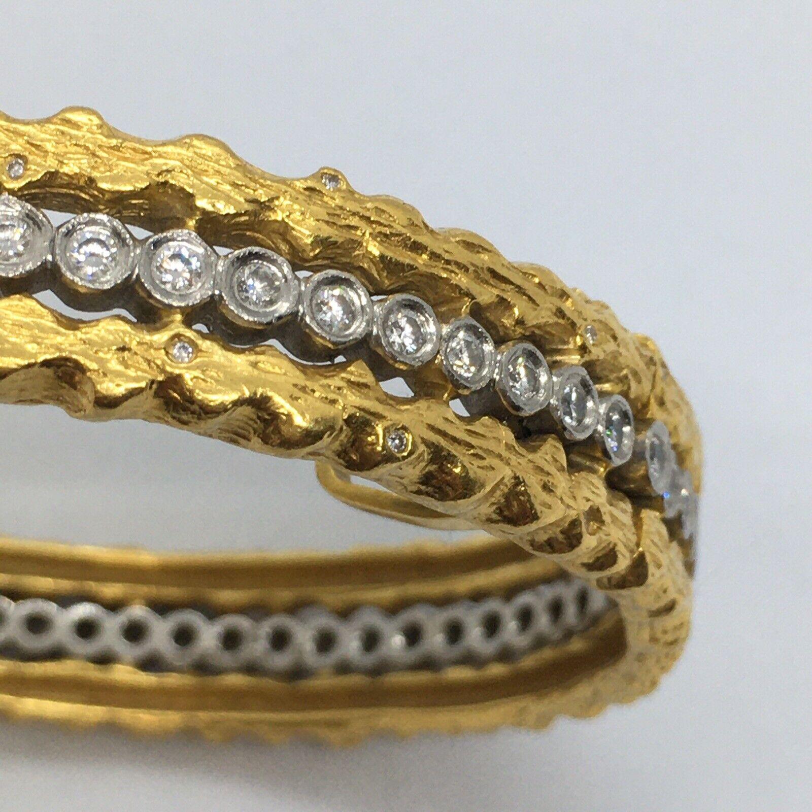 Cathy Waterman Diamond 22k Gold & Platinum Bangle Bracelet In Good Condition For Sale In Santa Monica, CA