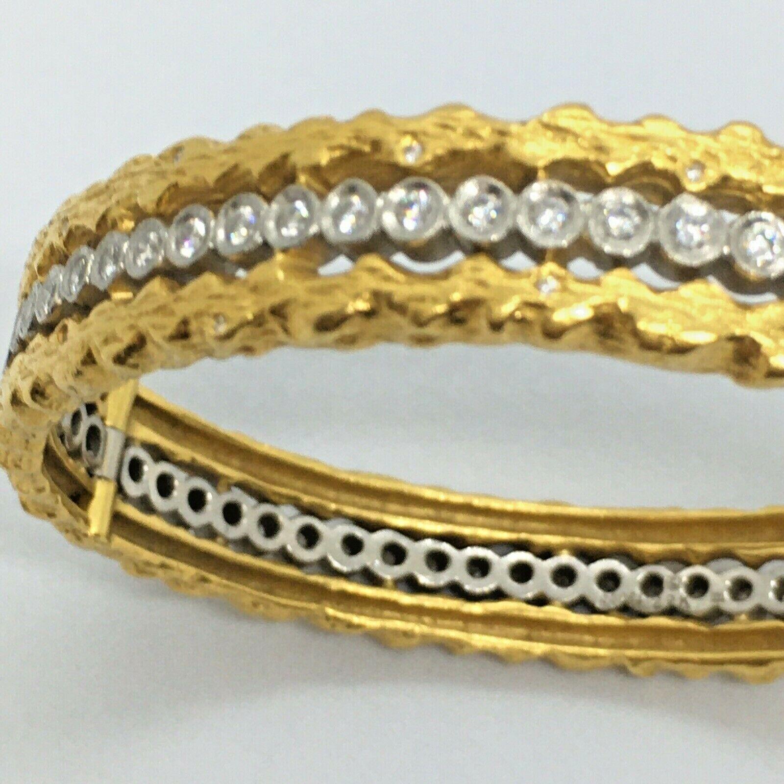 Cathy Waterman Diamond 22K Gold & Platinum Bangle Bracelet 72.1 Gram 7 inch en vente 3