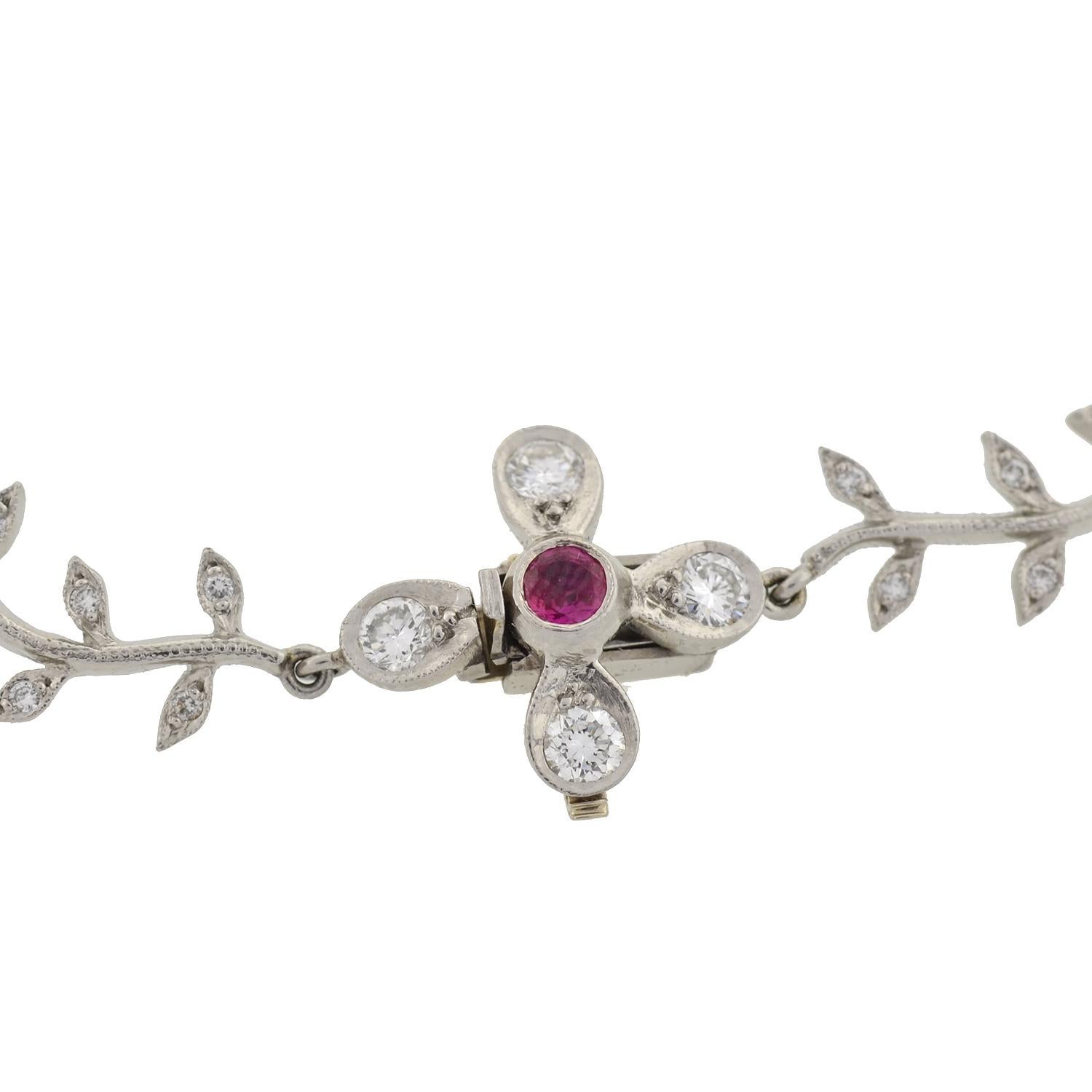 Contemporary Cathy Waterman Diamond Ruby Flower Bracelet