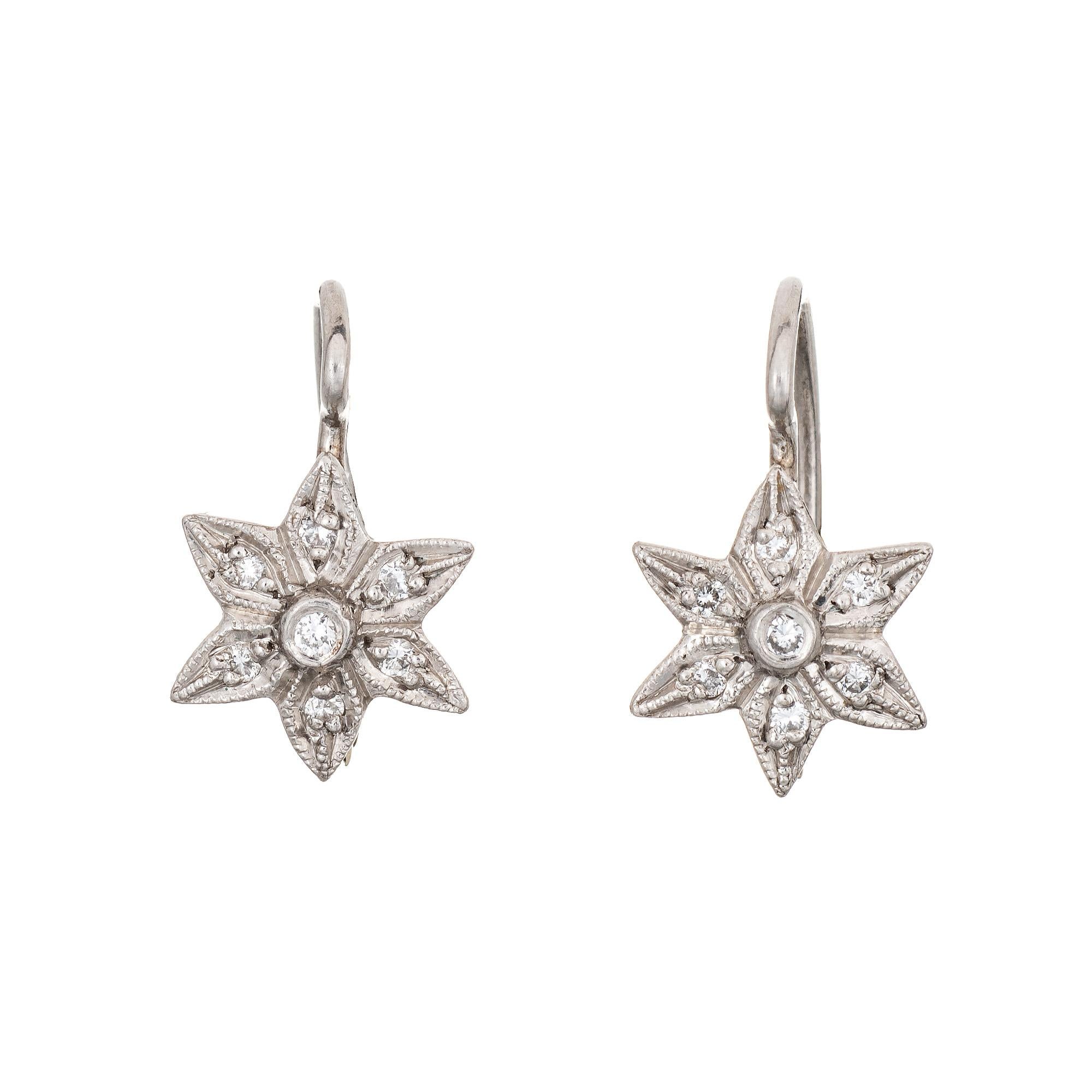 Contemporary Cathy Waterman Diamond Star Earrings Platinum Estate Fine Signed Jewelry For Sale