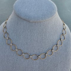 Collier Cathy Waterman 22k Gold Platinum Diamond 16" Chain Choker Flower Oval