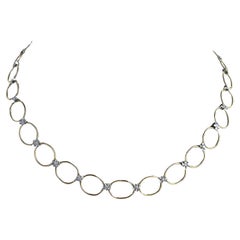 Cathy Waterman Necklace 22k Gold Platinum Diamond 16" Chain Choker Flower Oval
