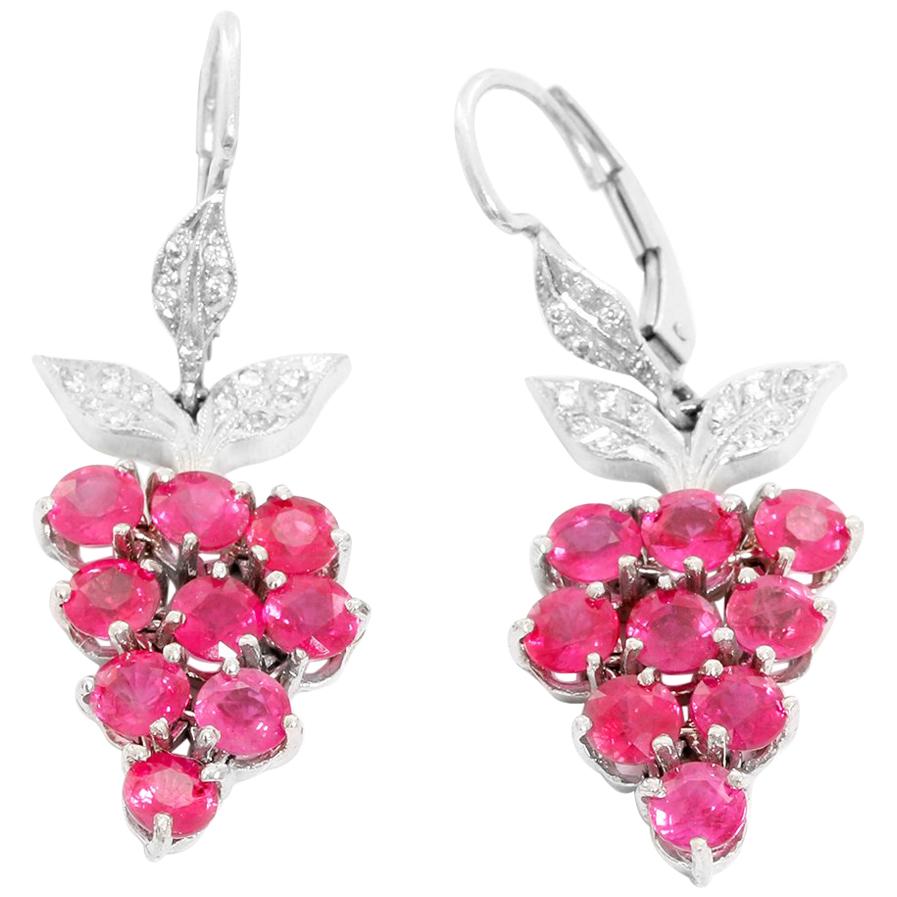 Cathy Waterman Pink Sapphire and Diamond Grape Earrings
