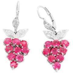 Cathy Waterman - Boucles d'oreilles raisin saphir rose et diamant