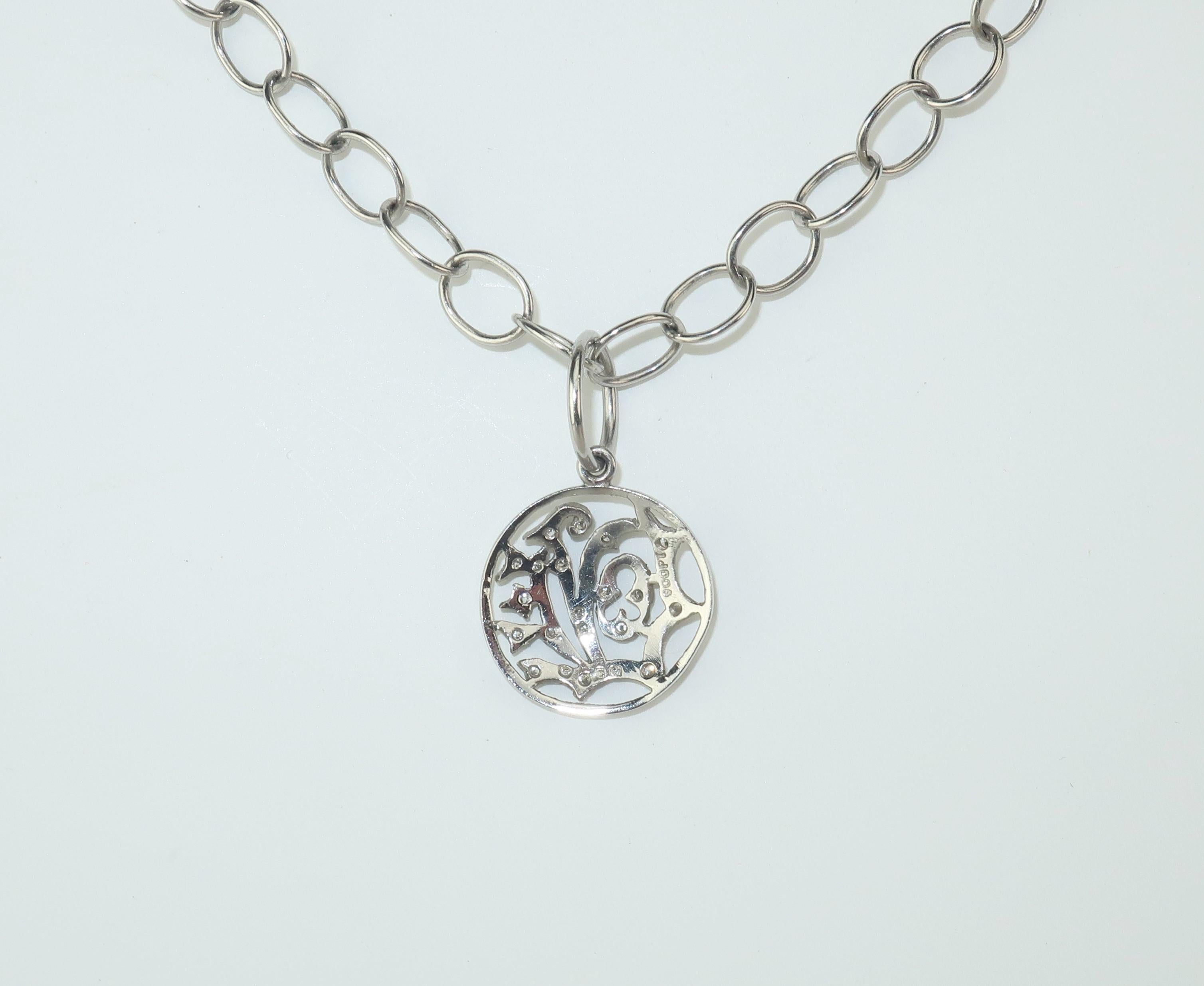 Cathy Waterman Platinum & Diamond 'Love' Necklace 3