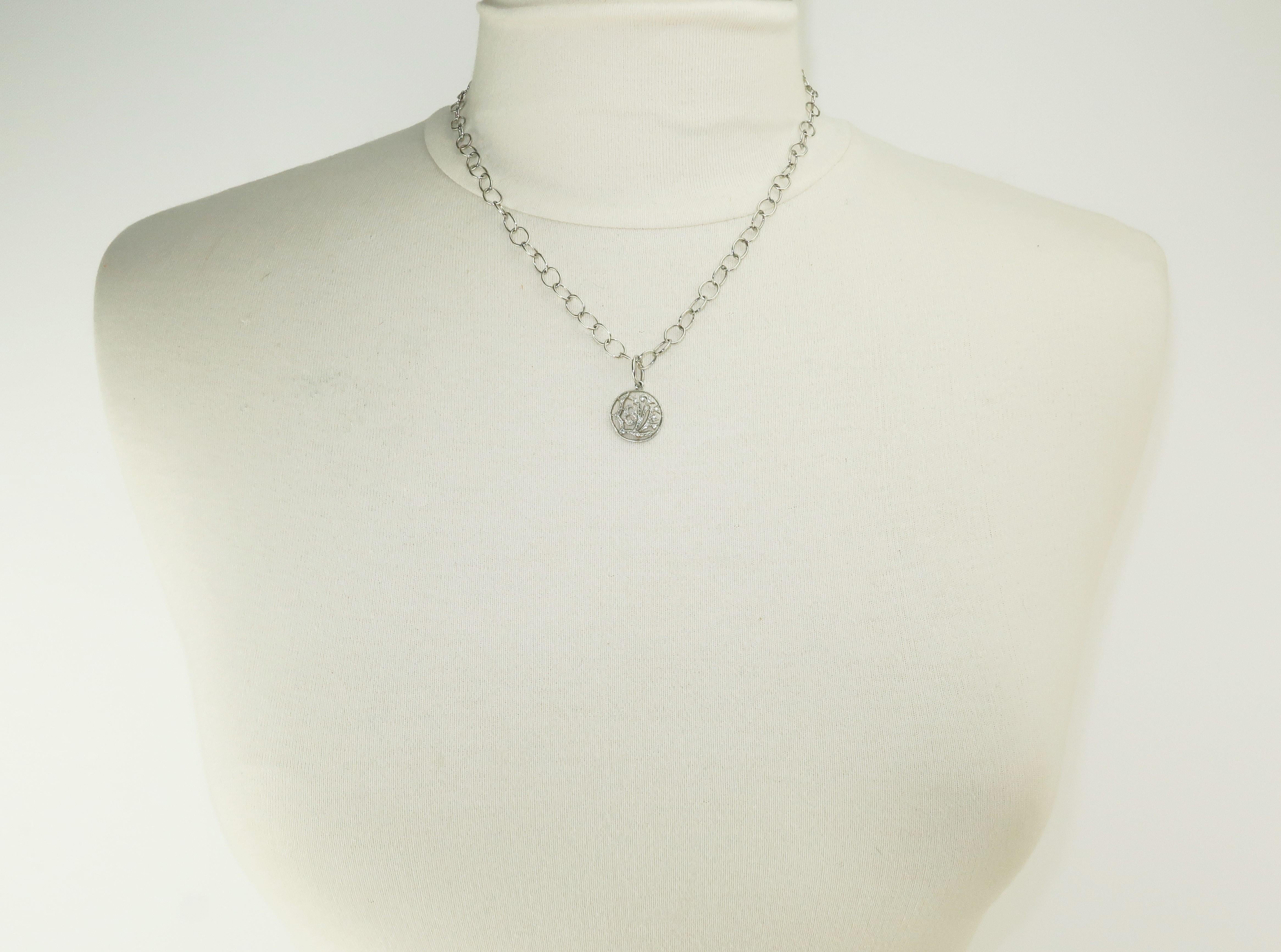 Cathy Waterman Platinum & Diamond 'Love' Necklace 4