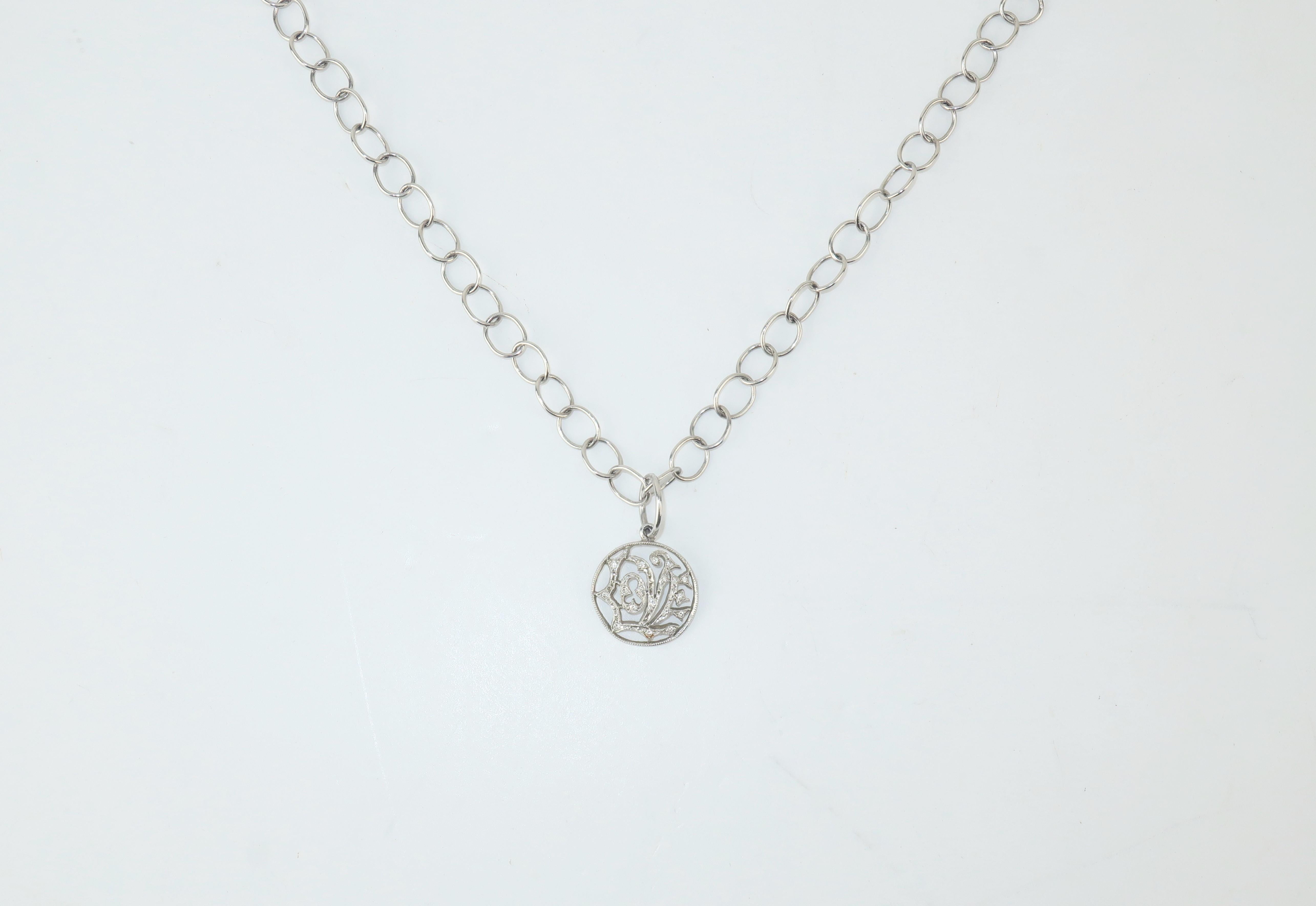 Cathy Waterman Platinum & Diamond 'Love' Necklace 1
